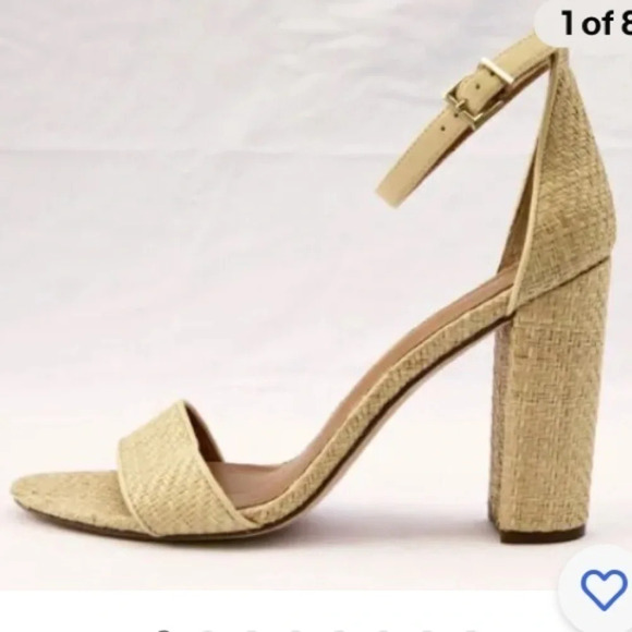 J. McLauglin Madison raffia tan ankle strap sandals Sz 9.5 EUC - Picture 1 of 14